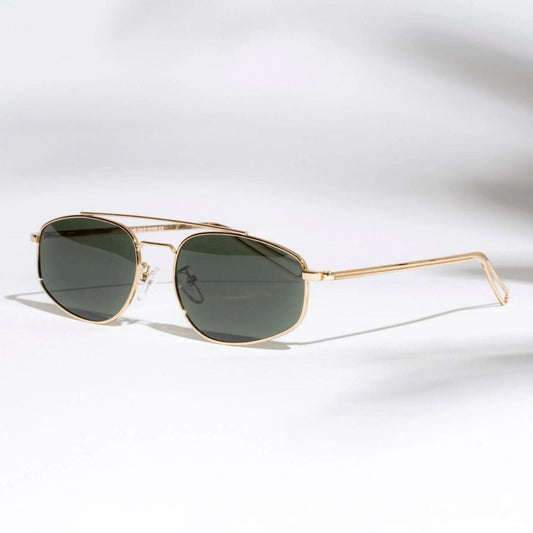 Leon Gold Green Oval Sunglasses