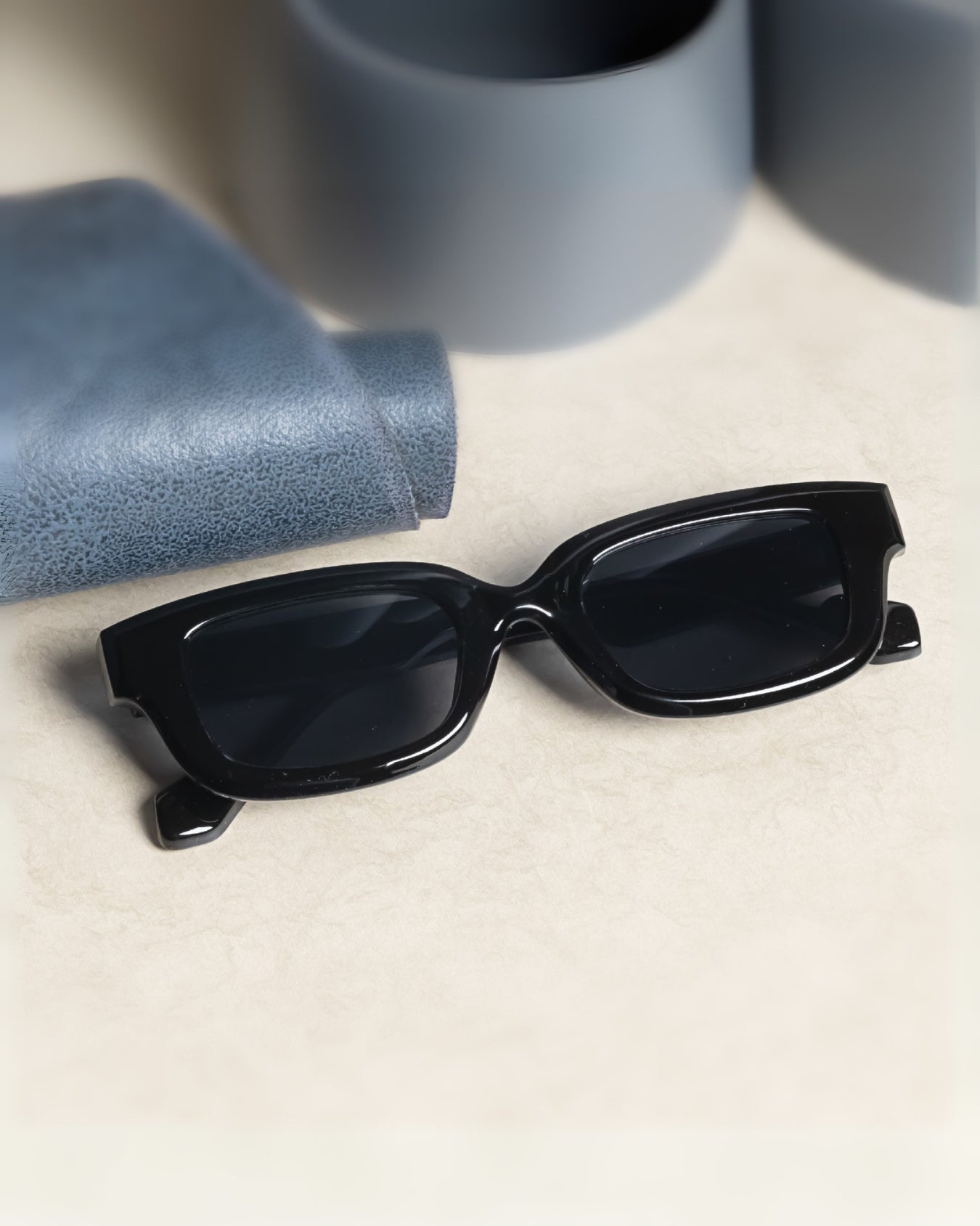 Thunder Full Black Rectangle Sunglasses
