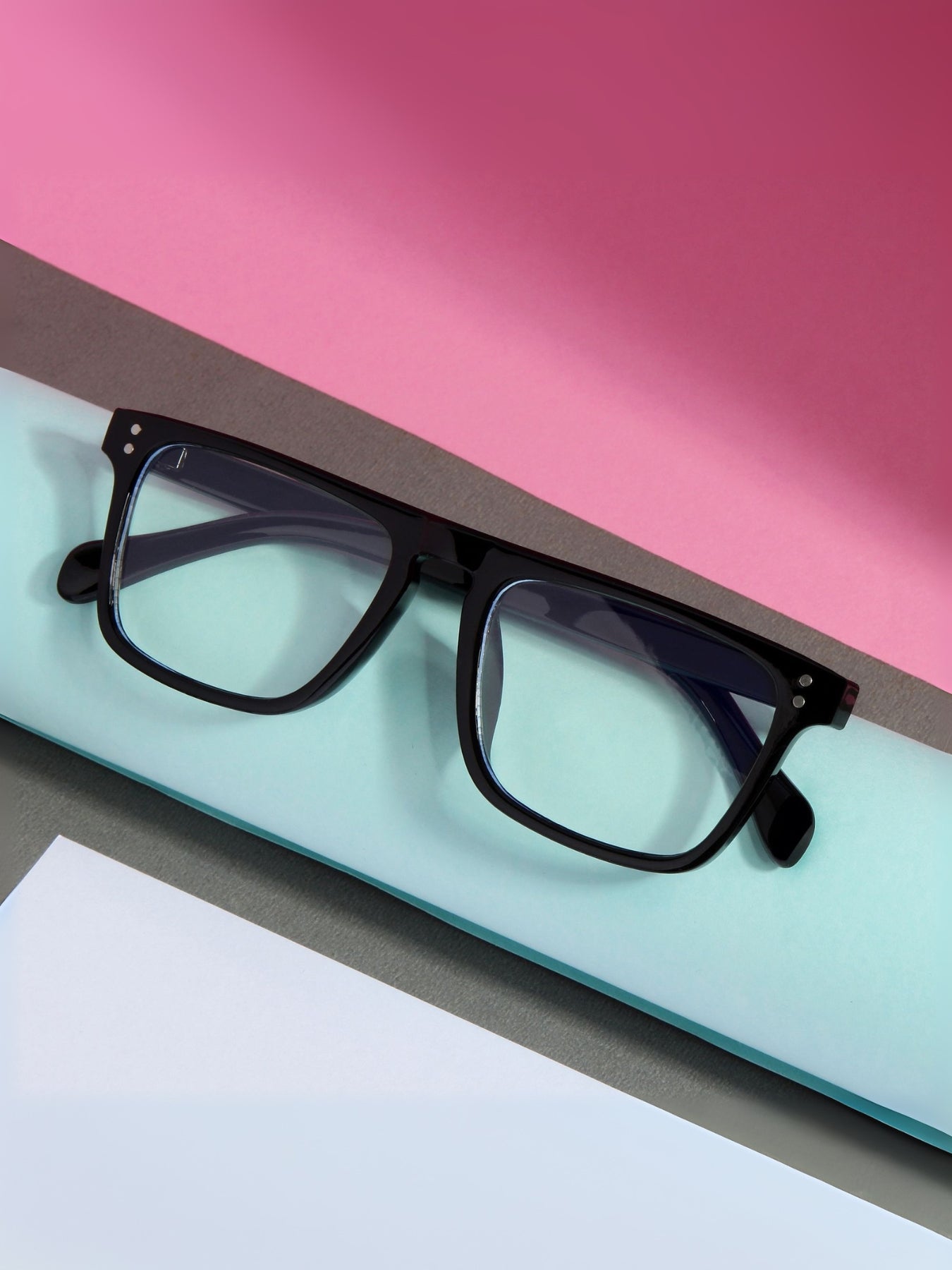 Pardon Black Clear Premium Rectangle Sunglasses