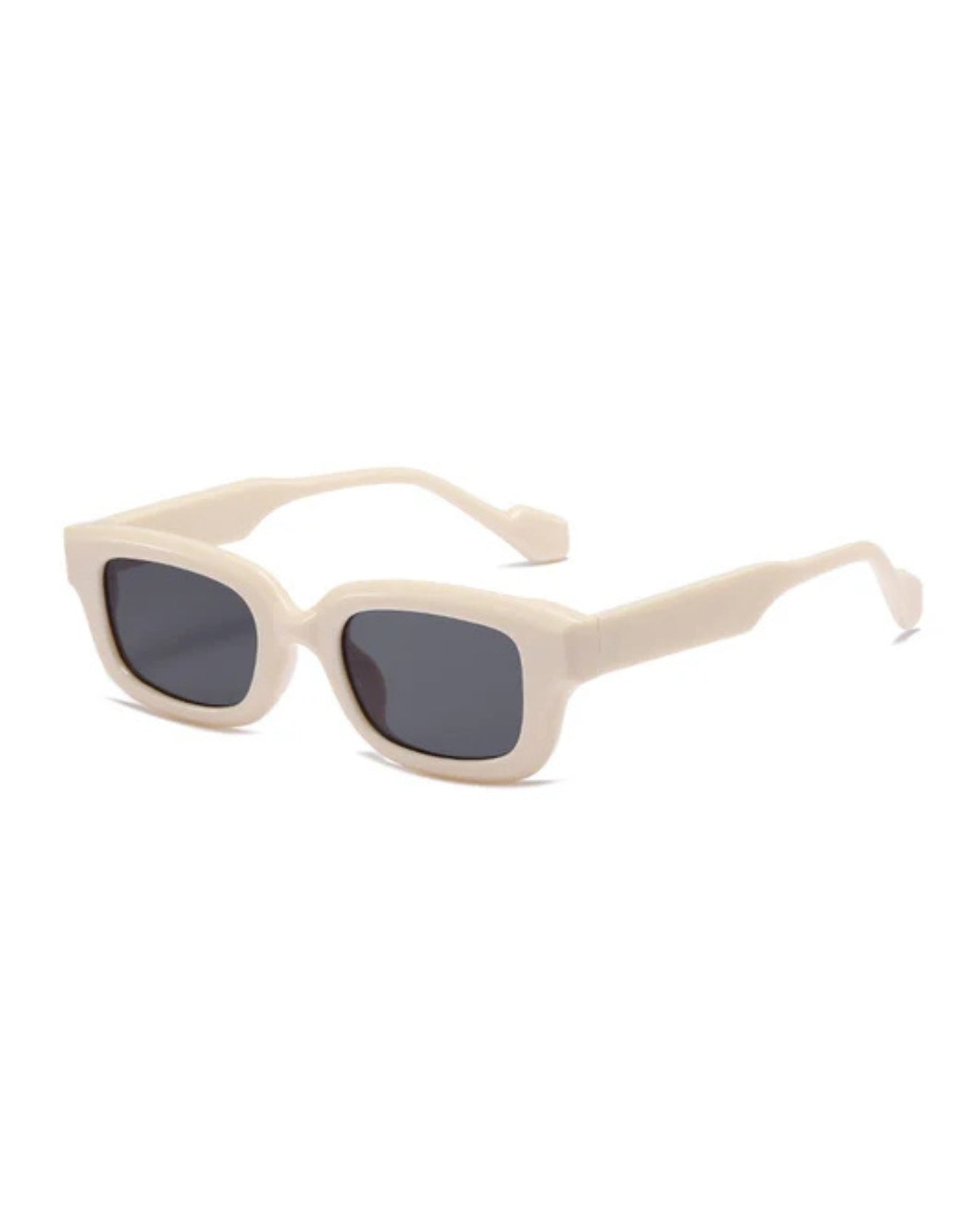 Thunder Cream Black Rectangle Sunglasses