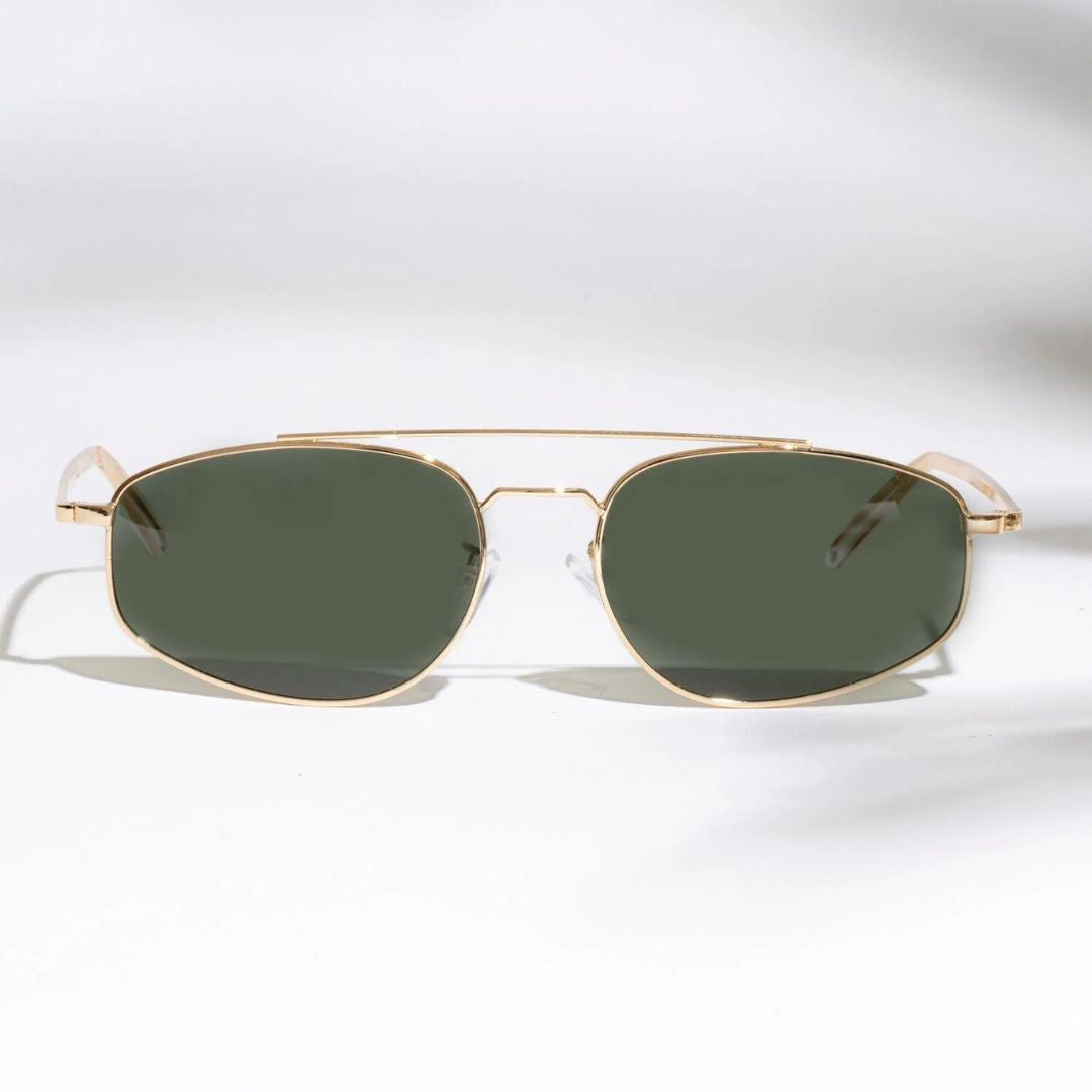 Leon Gold Green Oval Sunglasses