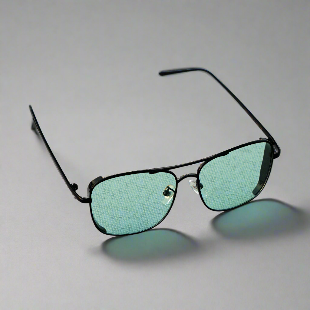 Clement Rectangle Black Green Sunglasses