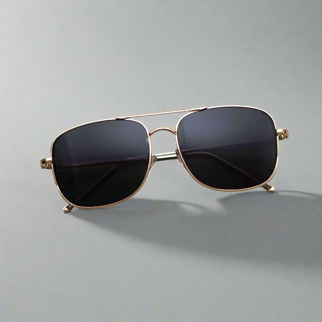 Clement Rectangle Black And Gold Sunglasses