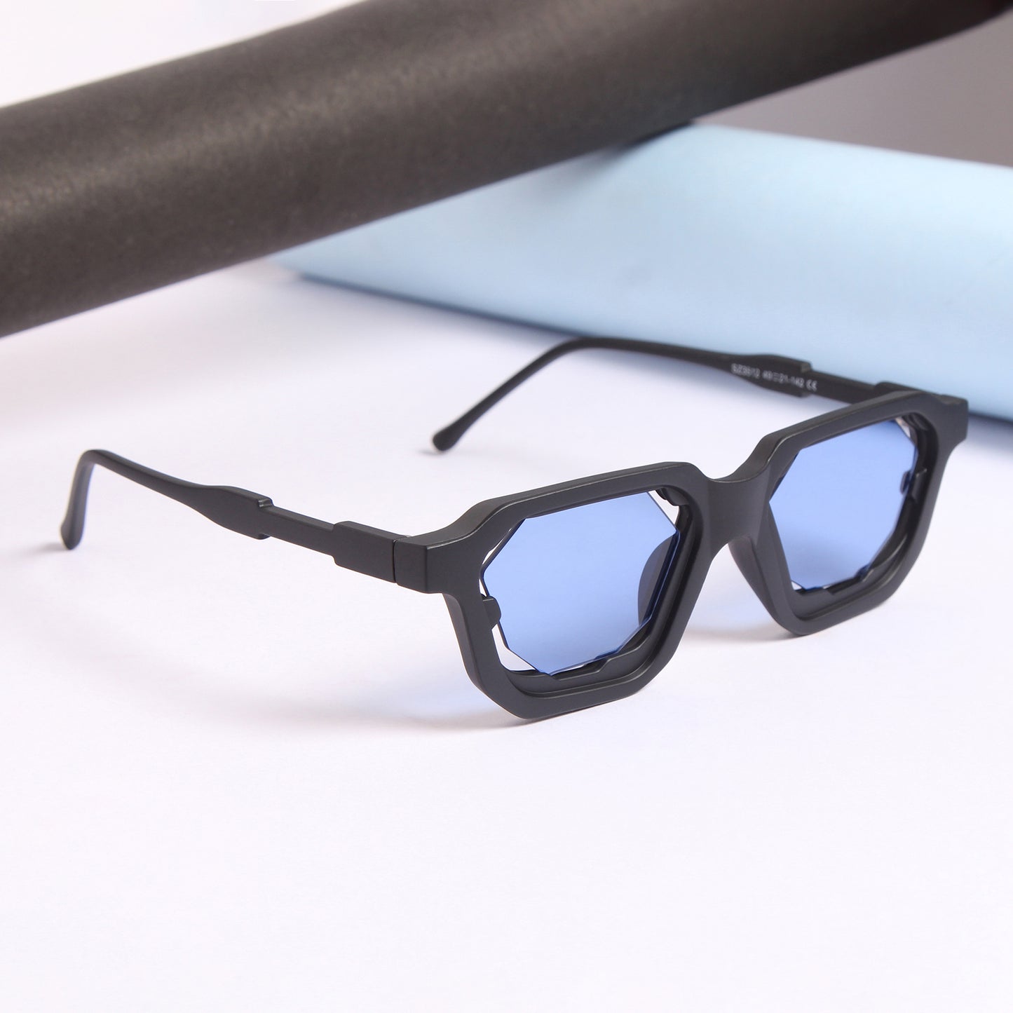 Crystal Black Blue Square Sunglasses