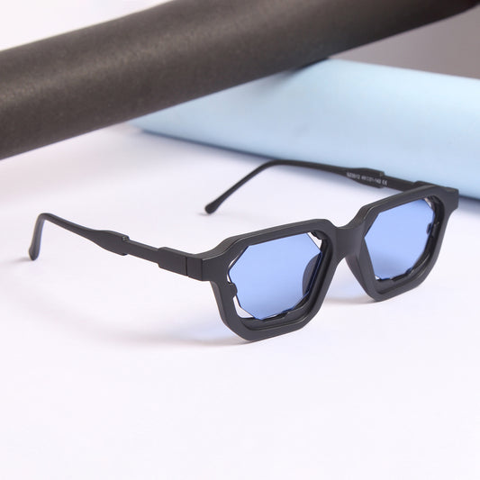 Crystal Black Blue Square Sunglasses