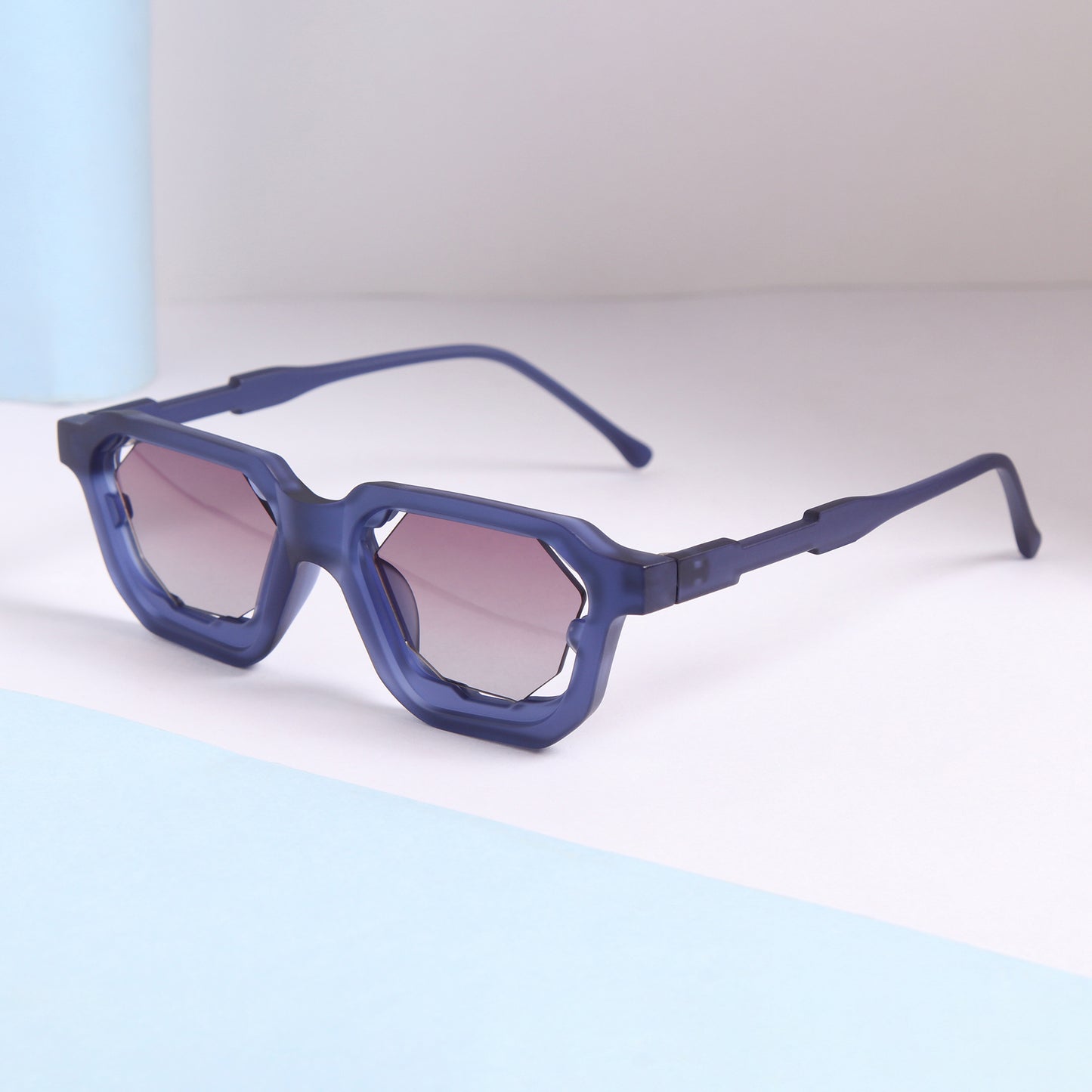 Crystal Blue Gradient Square Sunglasses