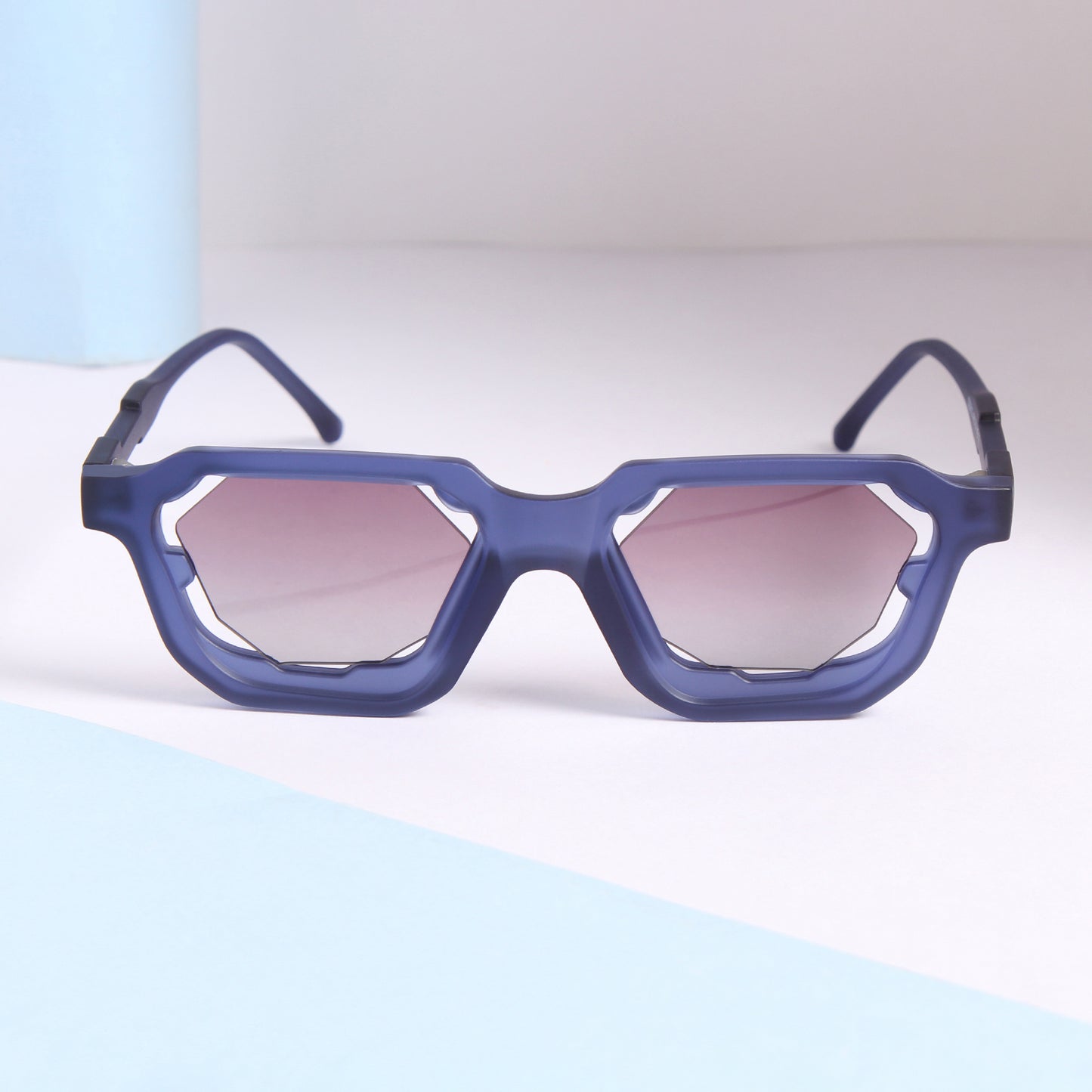 Crystal Blue Gradient Square Sunglasses