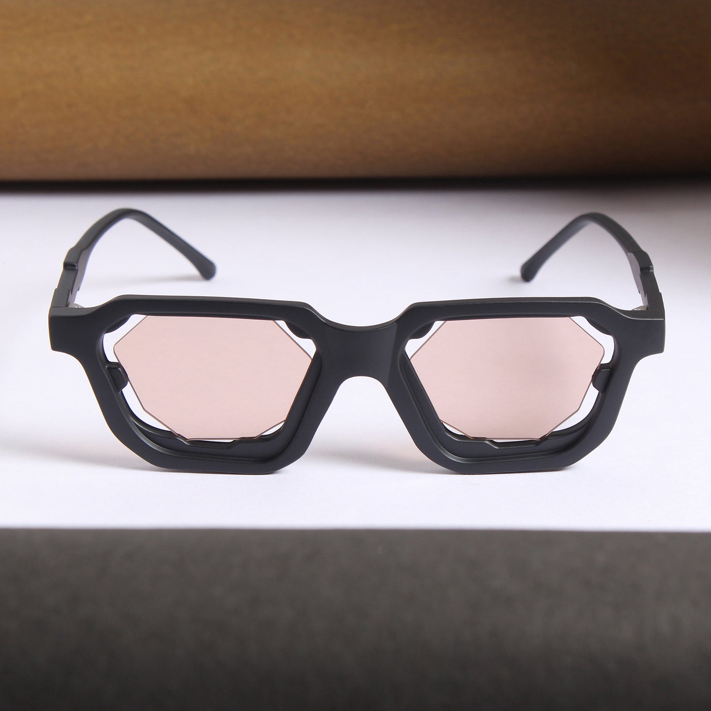 Crystal Black Brown Square Sunglasses