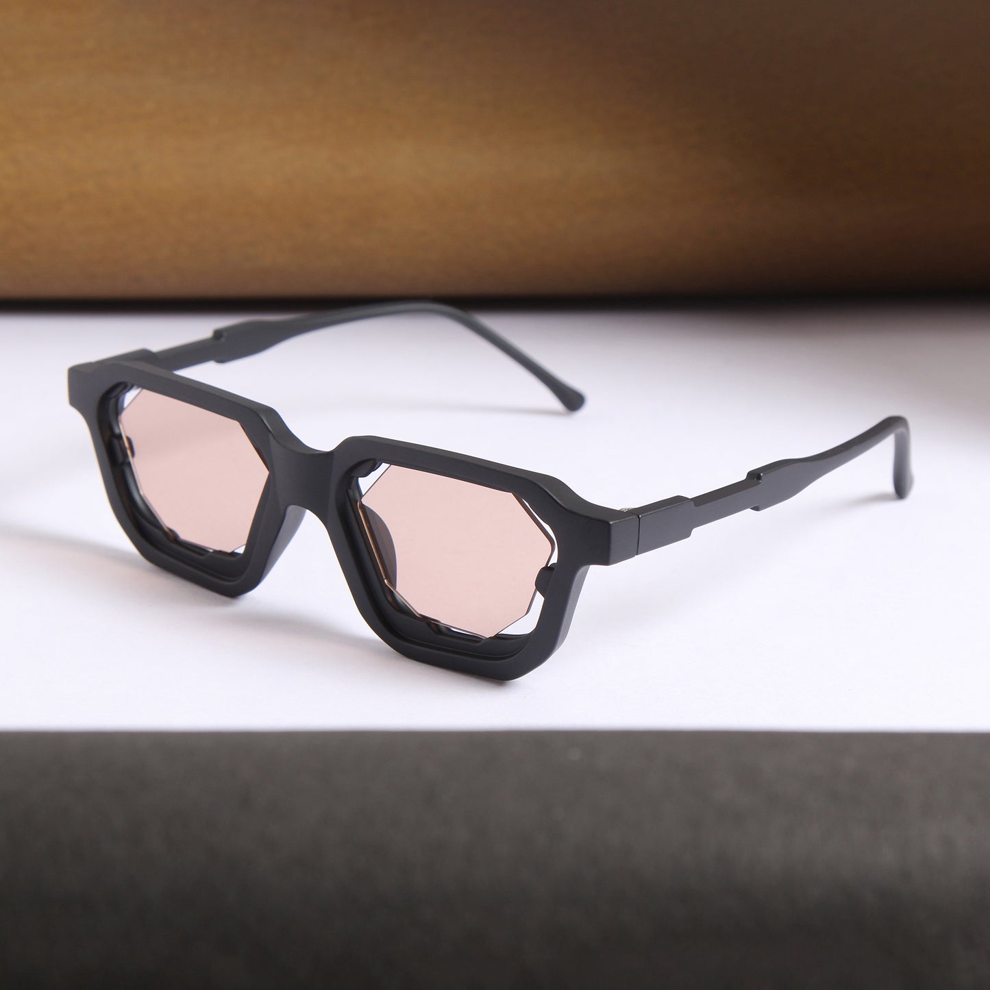 Crystal Black Brown Square Sunglasses