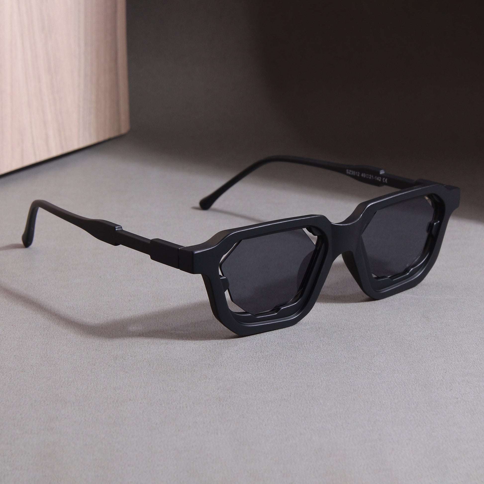 Crystal Full Black Square Sunglasses - Main Image