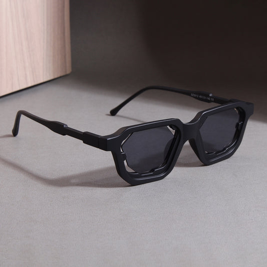 Crystal Full Black Square Sunglasses