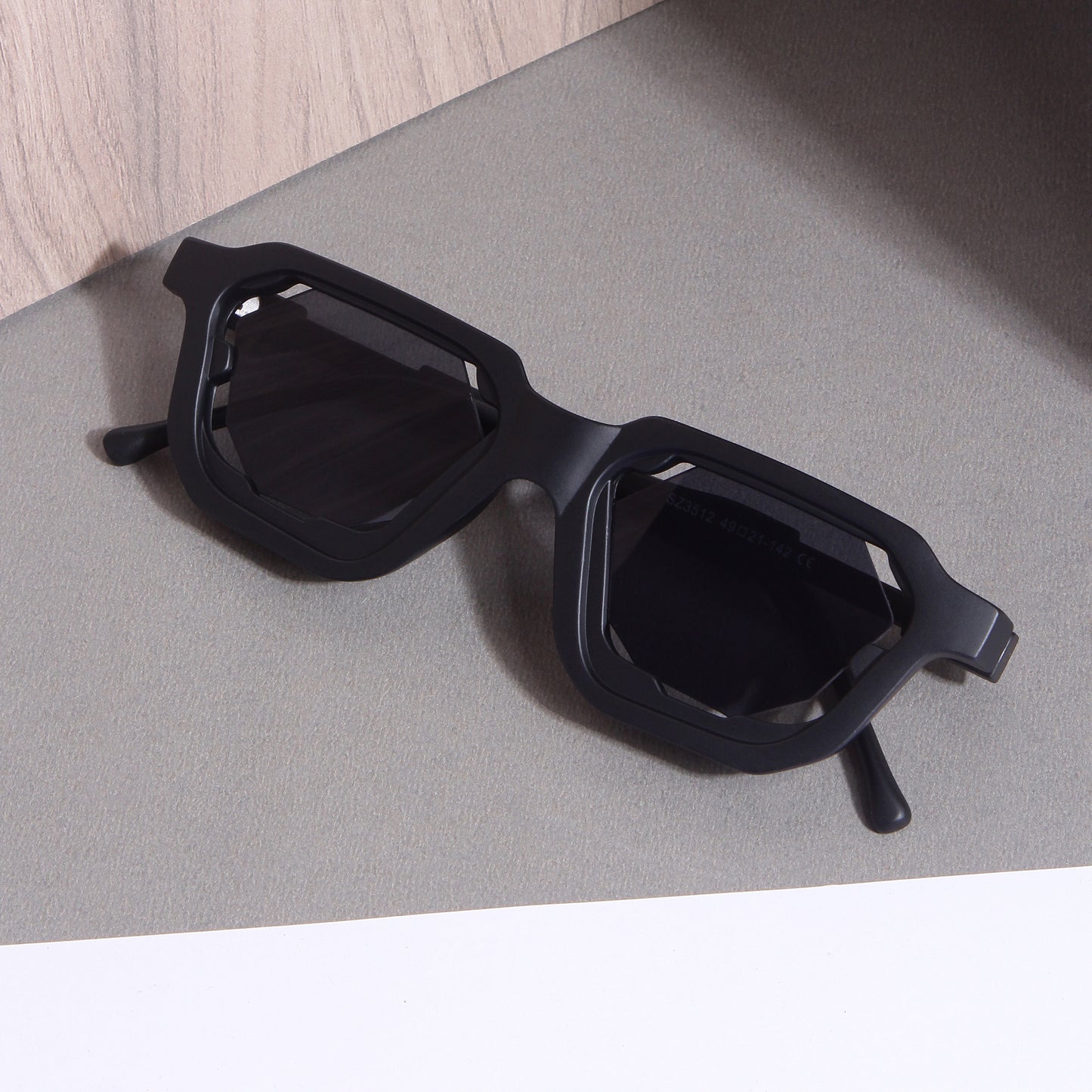 Crystal Full Black Square Sunglasses