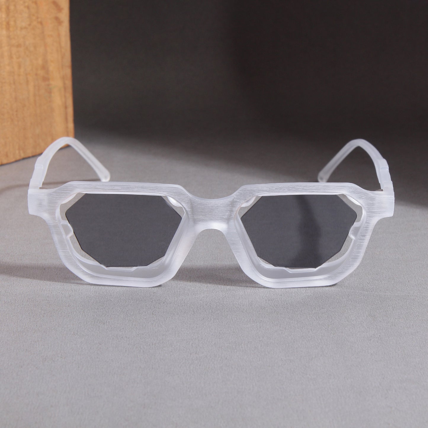 Crystal Clear Black Square Sunglasses