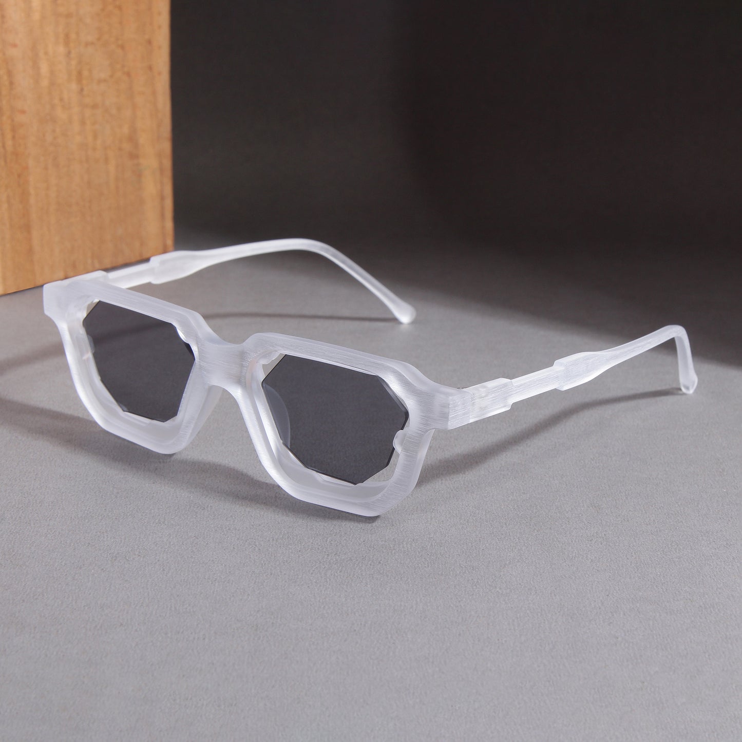 Crystal Clear Black Square Sunglasses