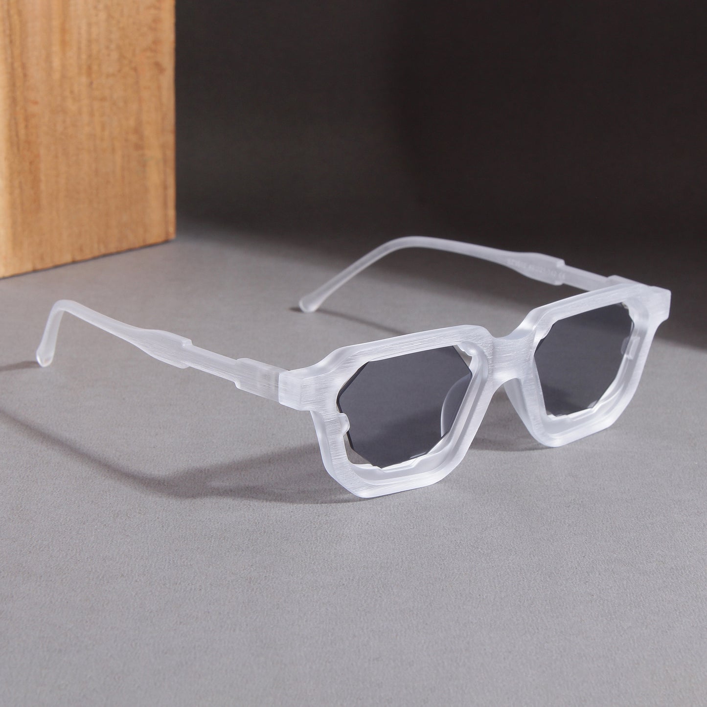 Crystal Clear Black Square Sunglasses