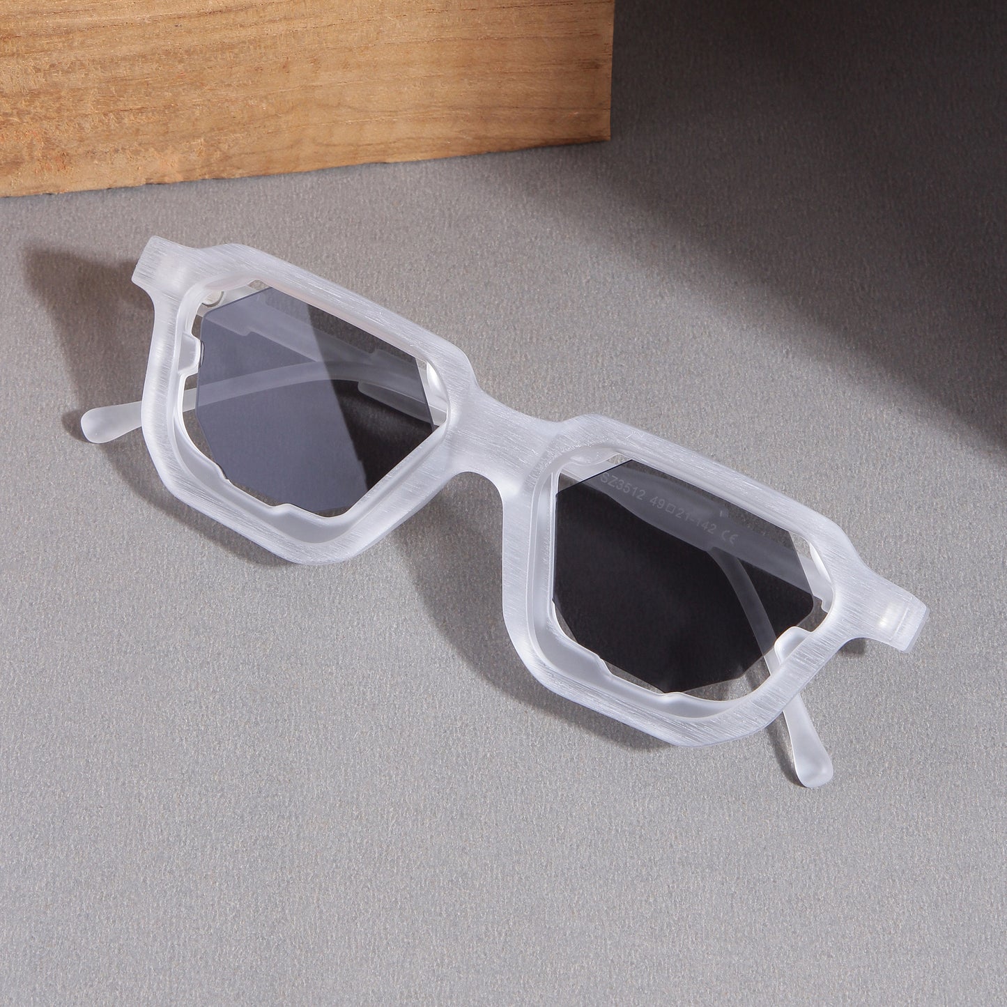 Crystal Clear Black Square Sunglasses