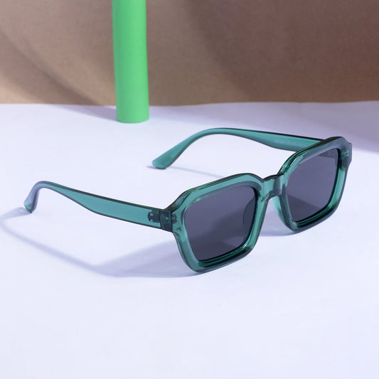 Hunter Green Black Square Sunglasses