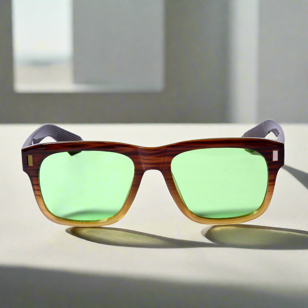 Spider Brown Green Rectangle Sunglasses