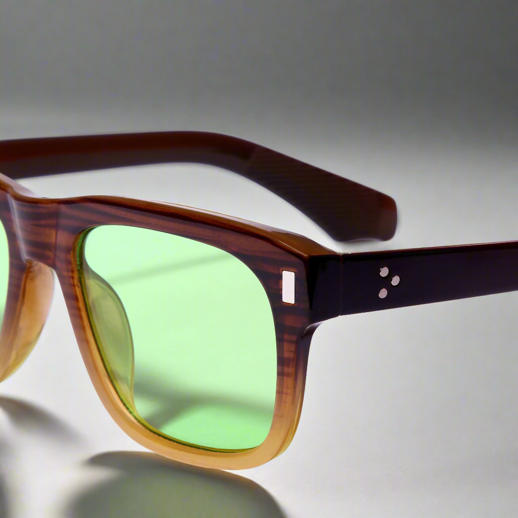 Spider Brown Green Rectangle Sunglasses