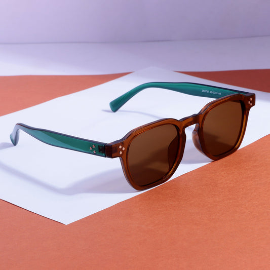 J-Bond Green Brown Brown Square Sunglasses