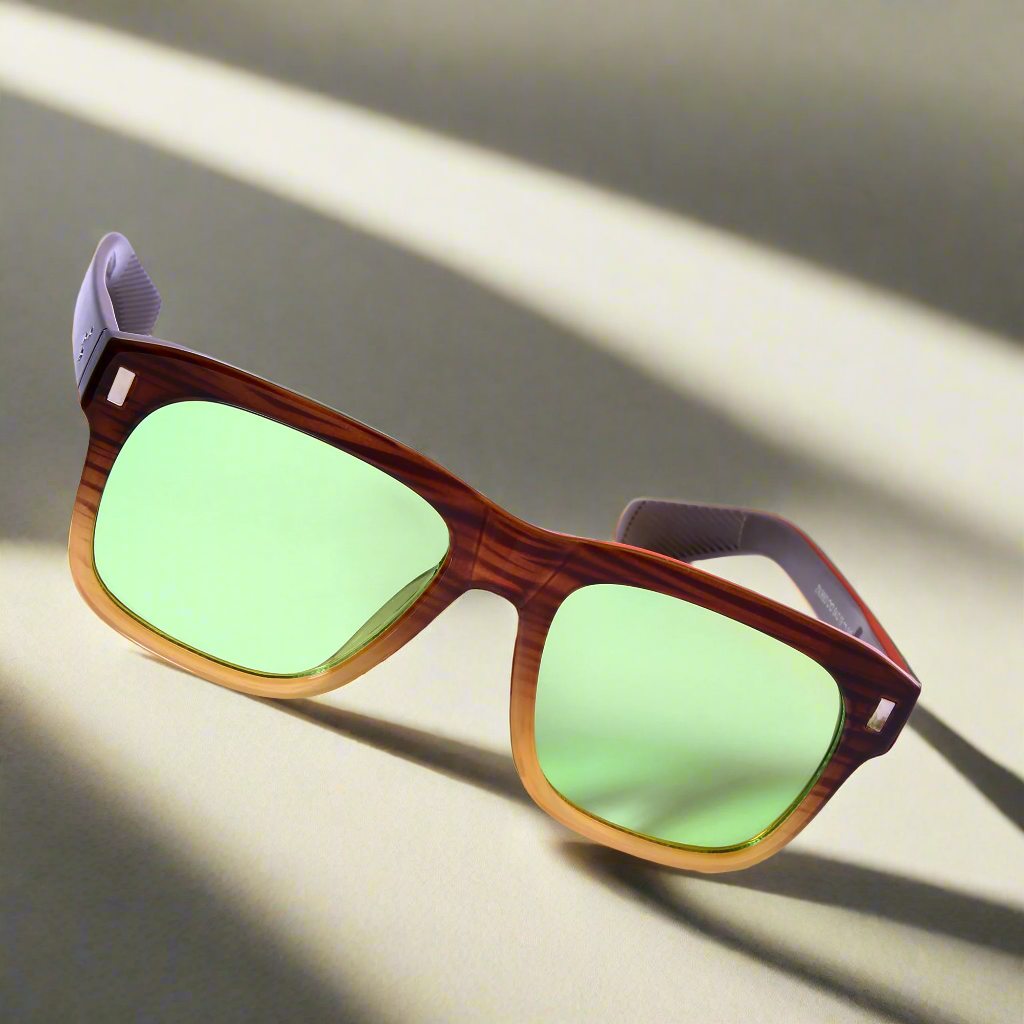 Spider Brown Green Rectangle Sunglasses