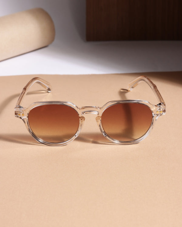 Ranger Brown Brown Gradient Round Sunglasses