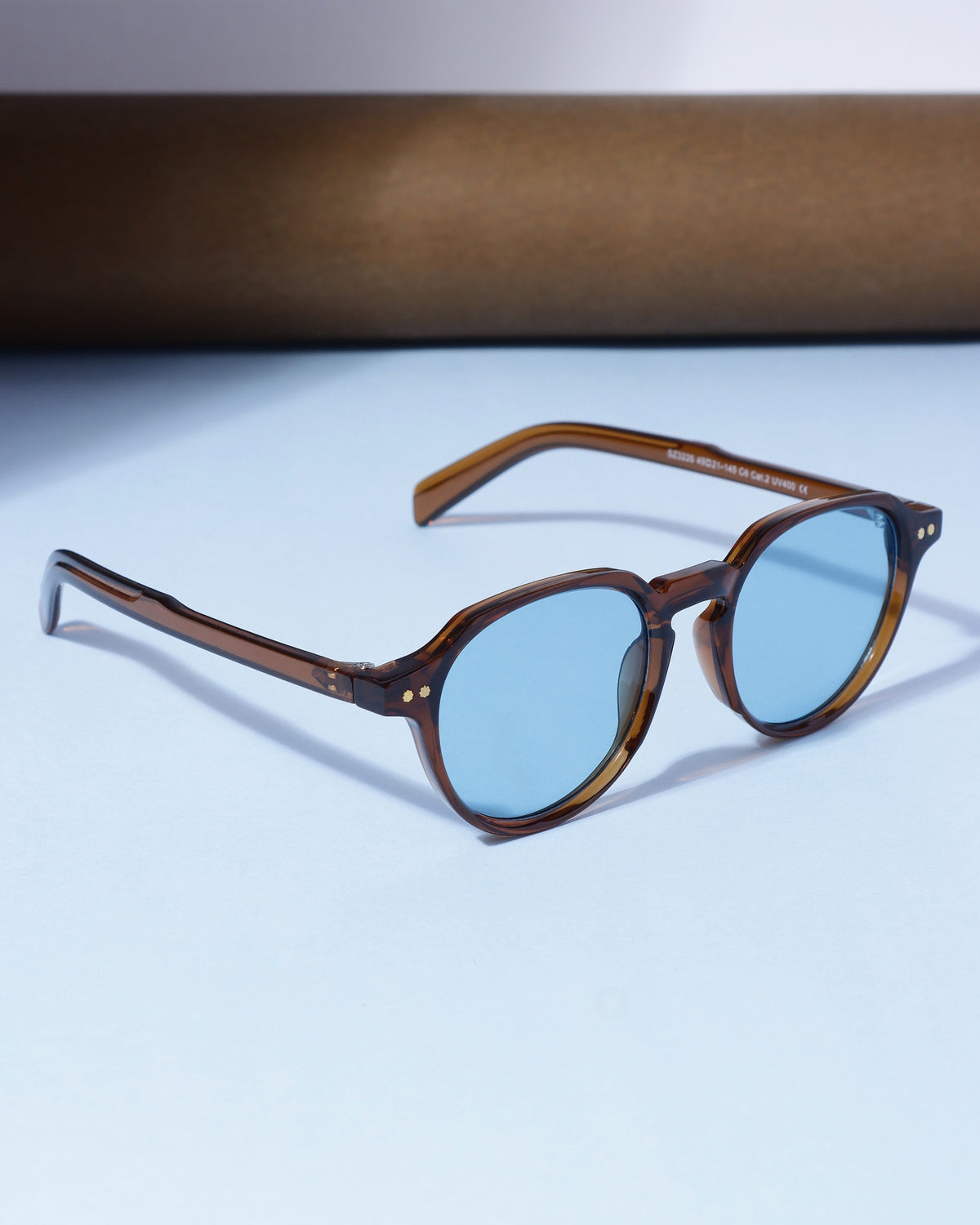 Ranger Brown Blue Round Sunglasses