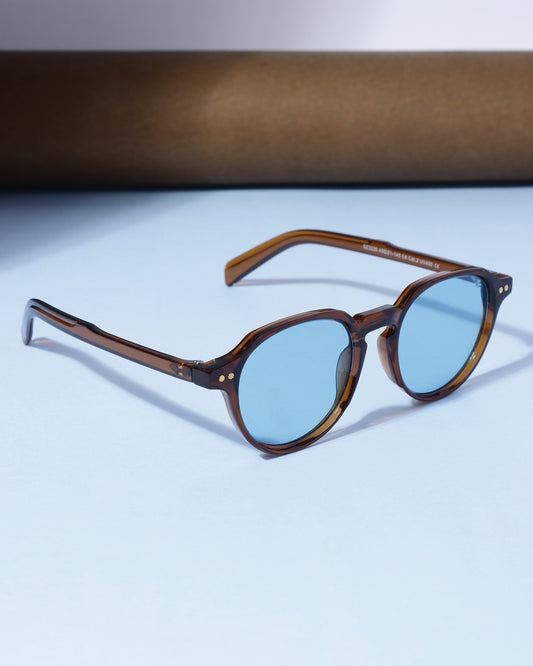 Ranger Brown Blue Round Sunglasses