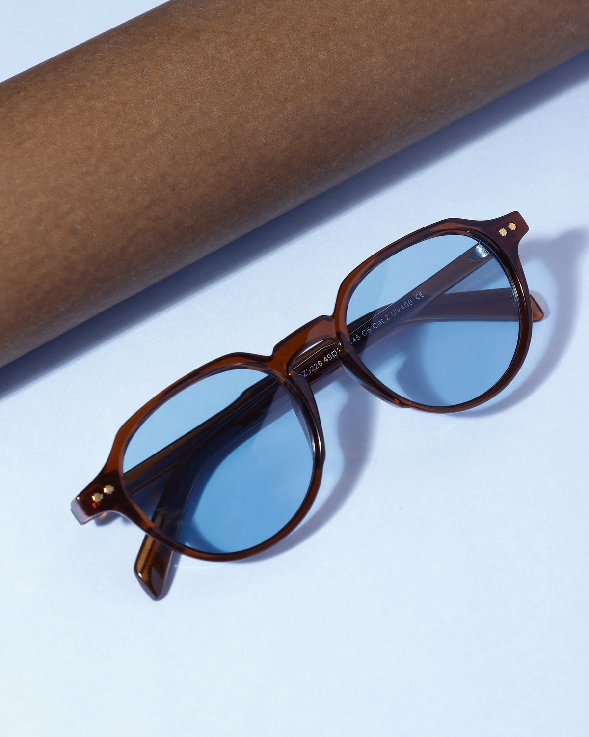 Ranger Brown Blue Round Sunglasses