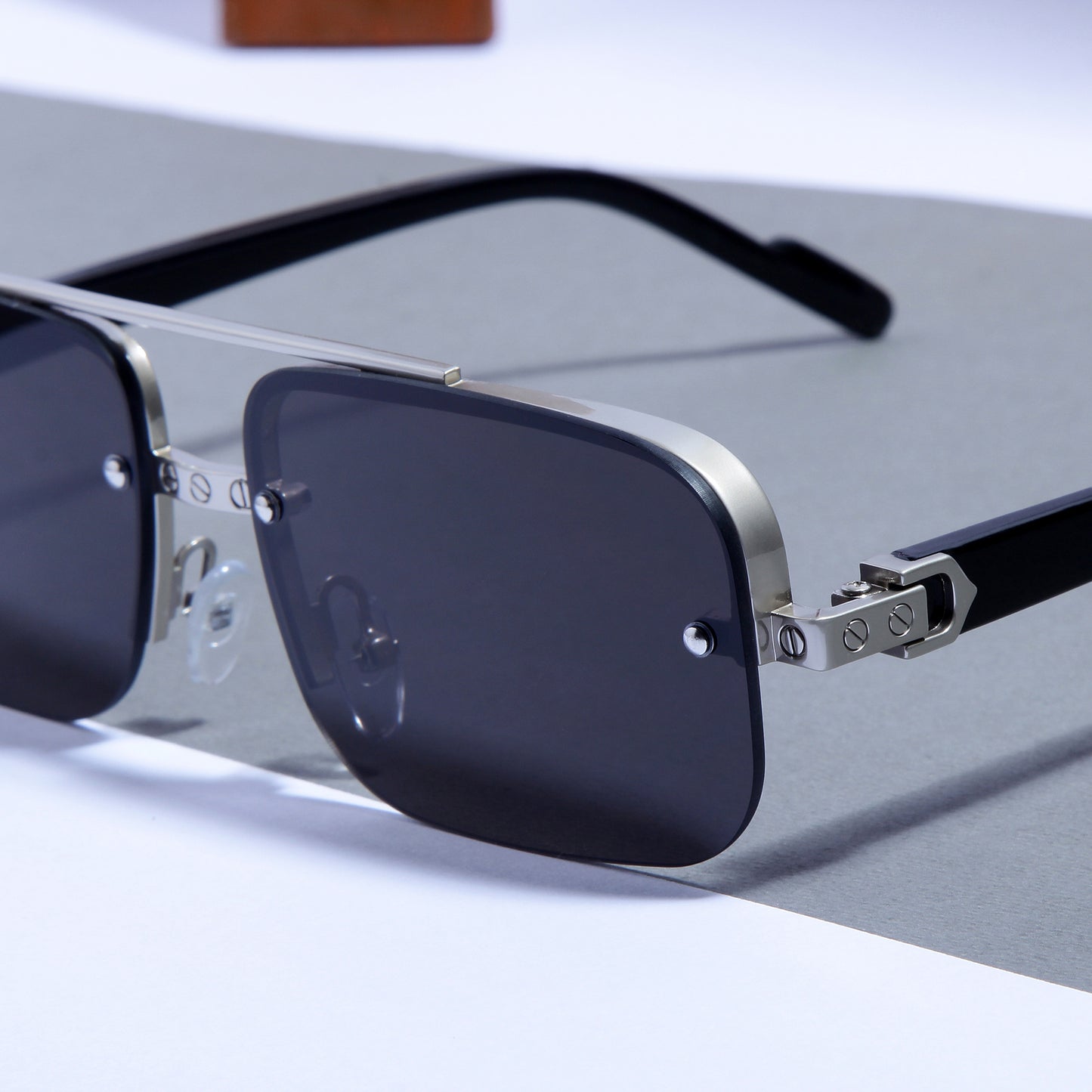 GG2317 Silver Black Rectangle Sunglasses