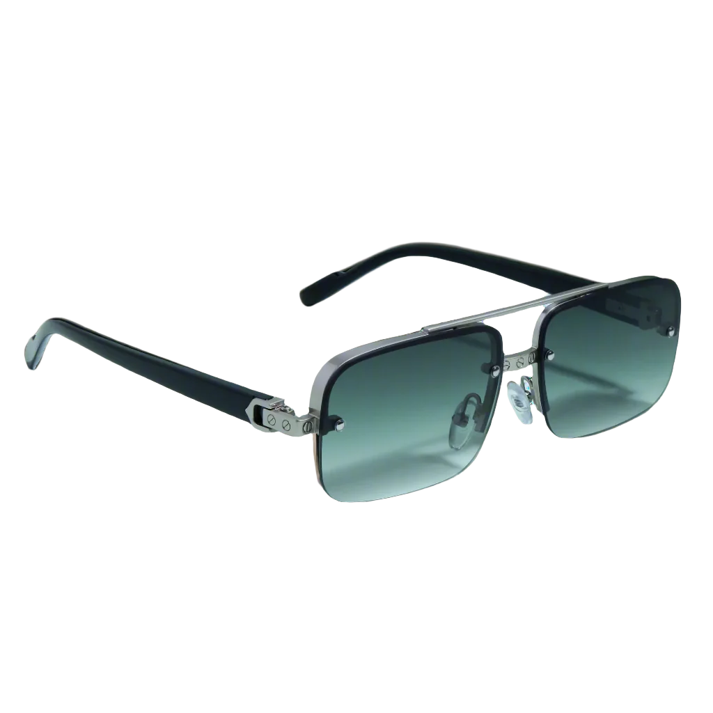 GG2317 Black and Green Gradient Rectangle Sunglasses