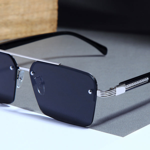 GG2349 Silver Black Rectangle Sunglasses