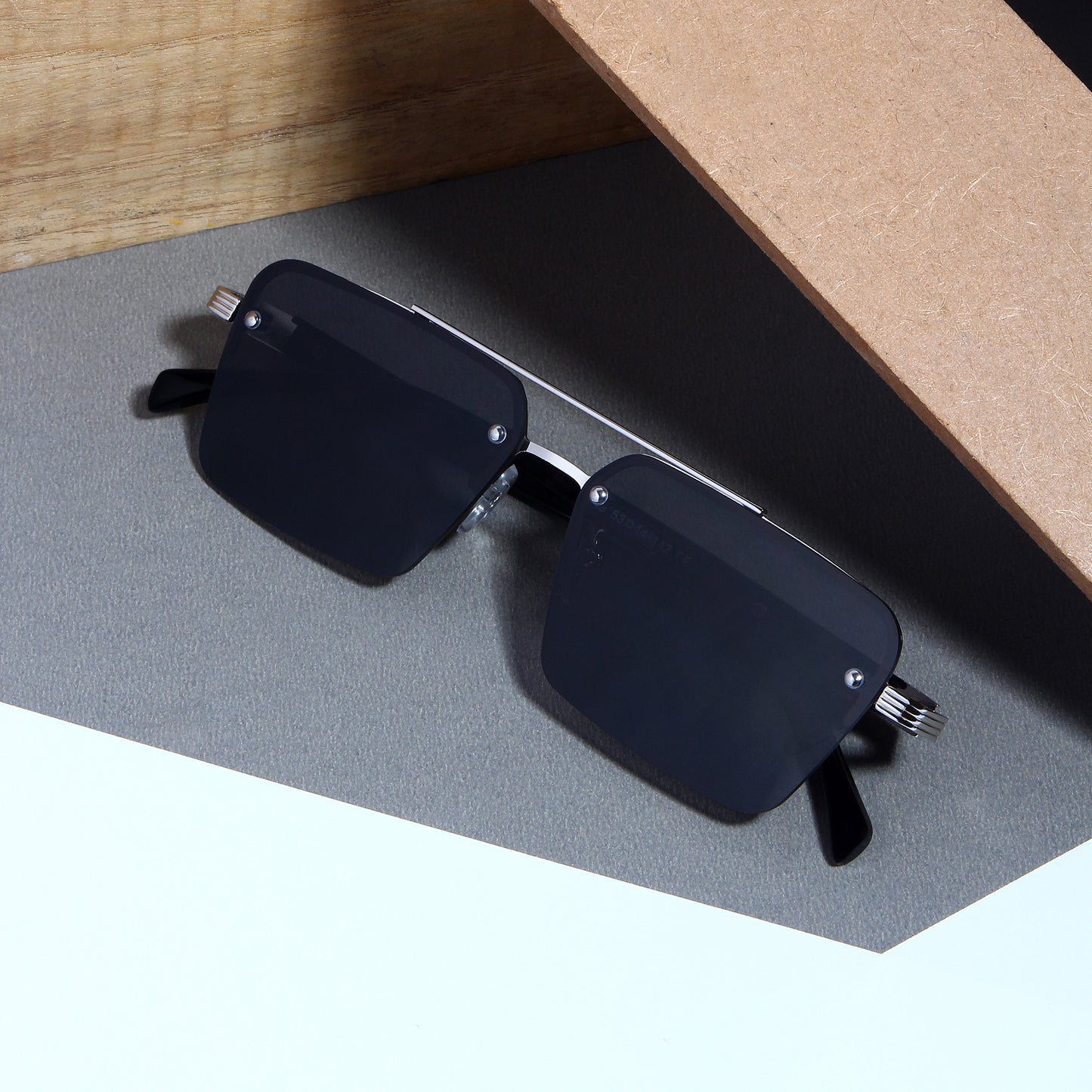 GG2349 Silver Black Rectangle Sunglasses