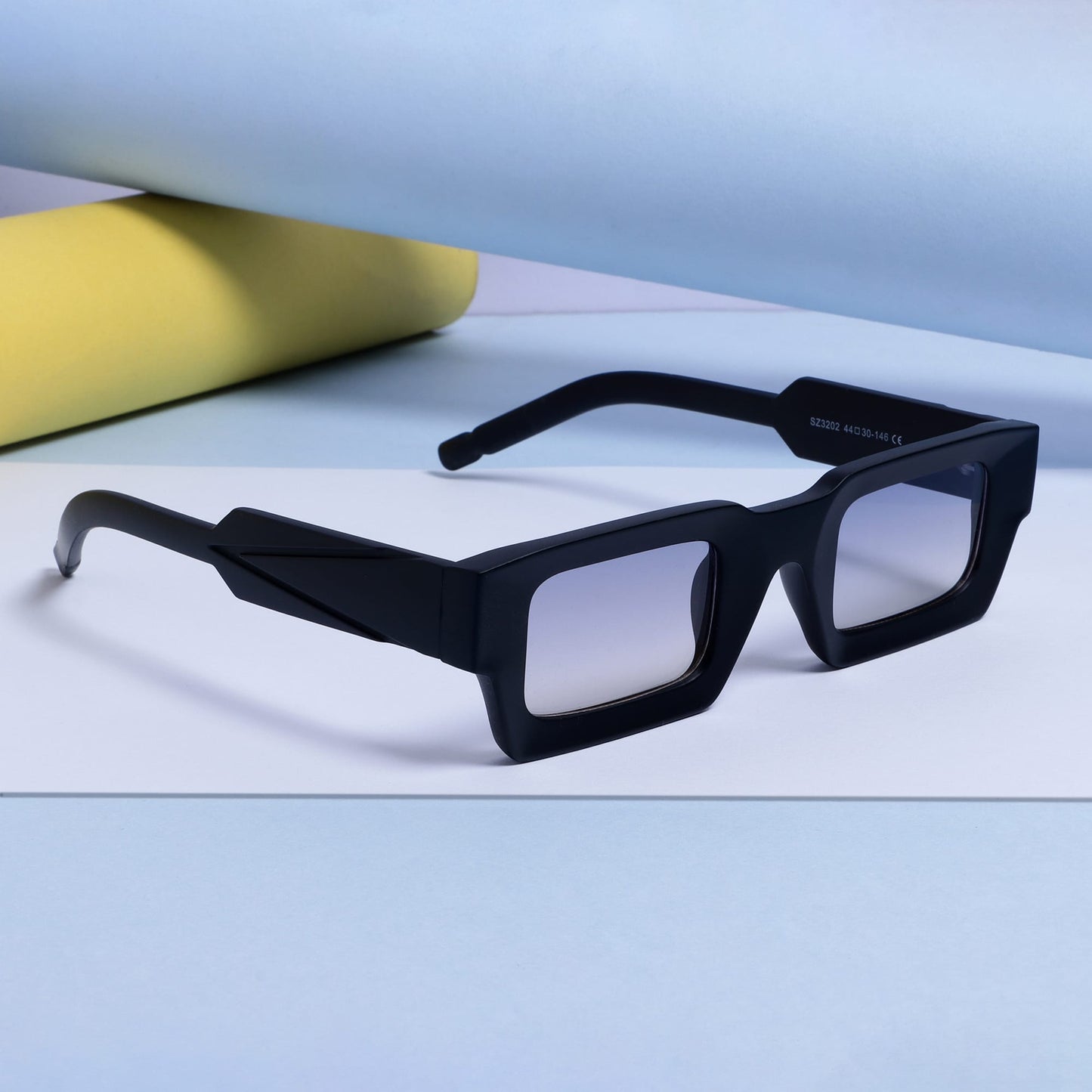 Vintage V2 Black Peach Gradient Rectangle Sunglasses