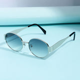 FF2380 Silver Green Gradient Oval Sunglasses