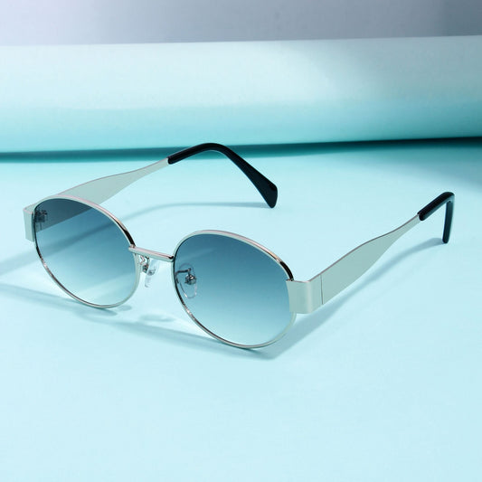 FF2380 Silver Green Gradient Oval Sunglasses