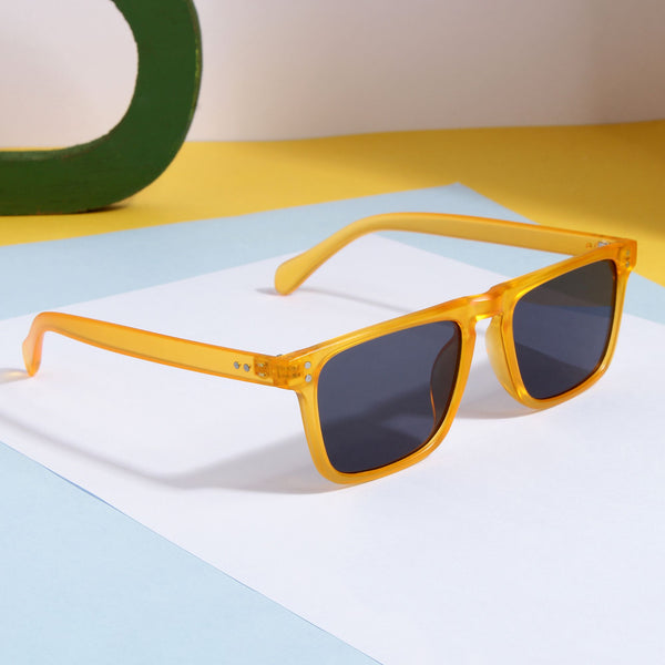 Pardon Yellow Black Premium Rectangle Sunglasses