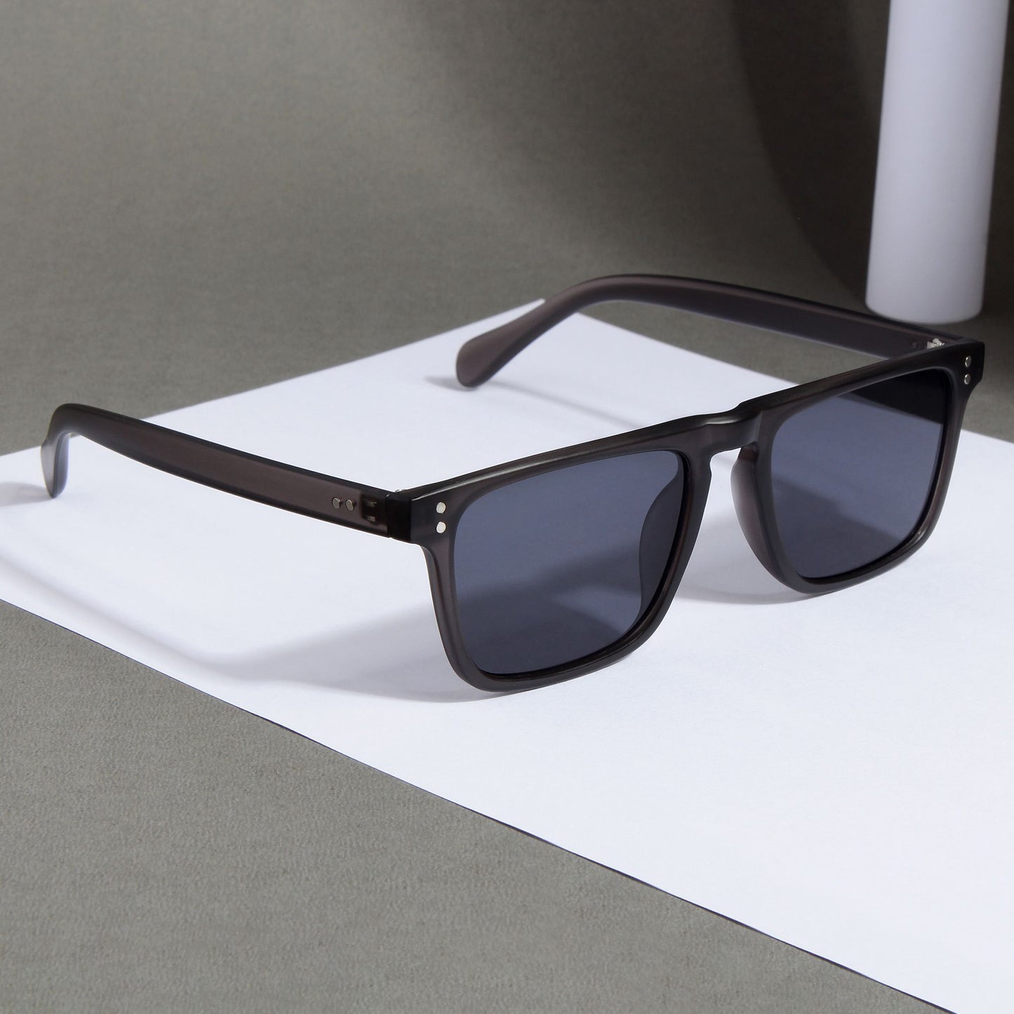 Pardon Grey Black Premium Rectangle Sunglasses