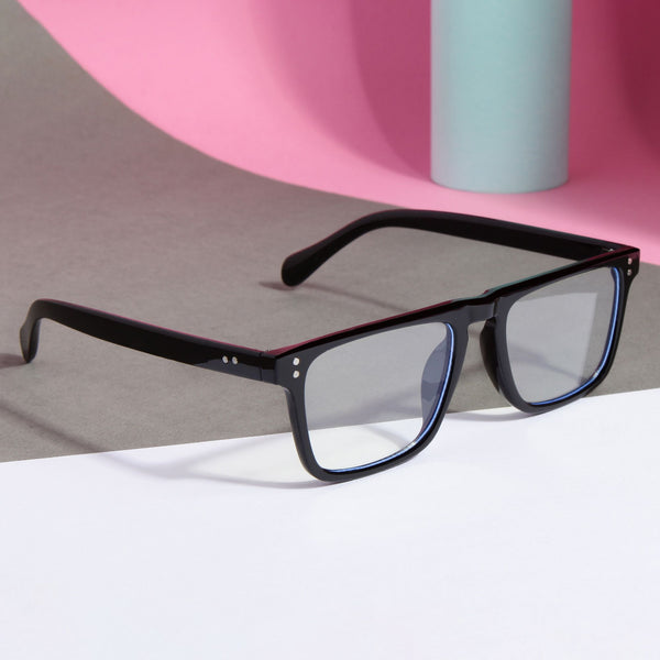 Pardon Black Clear Premium Rectangle Sunglasses