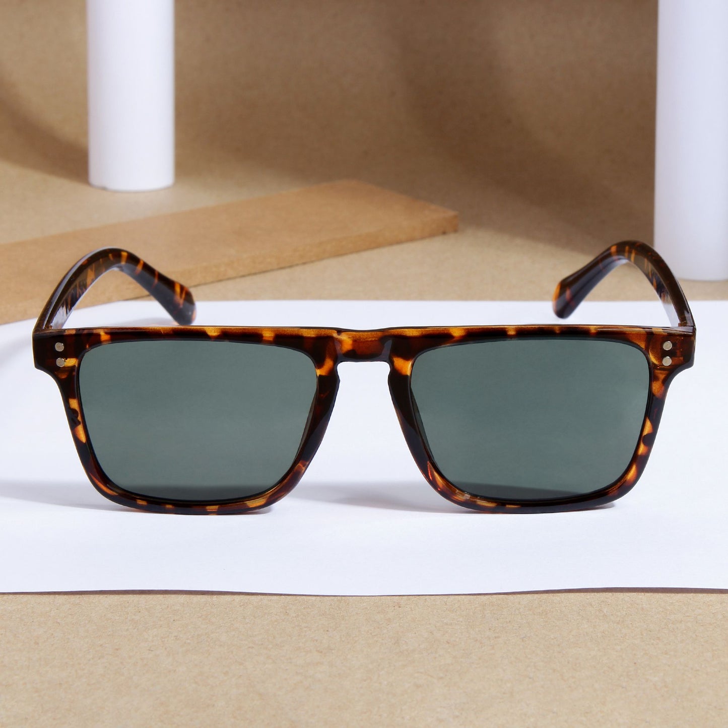 Pardon Tortoise Green Premium Rectangle Sunglasses