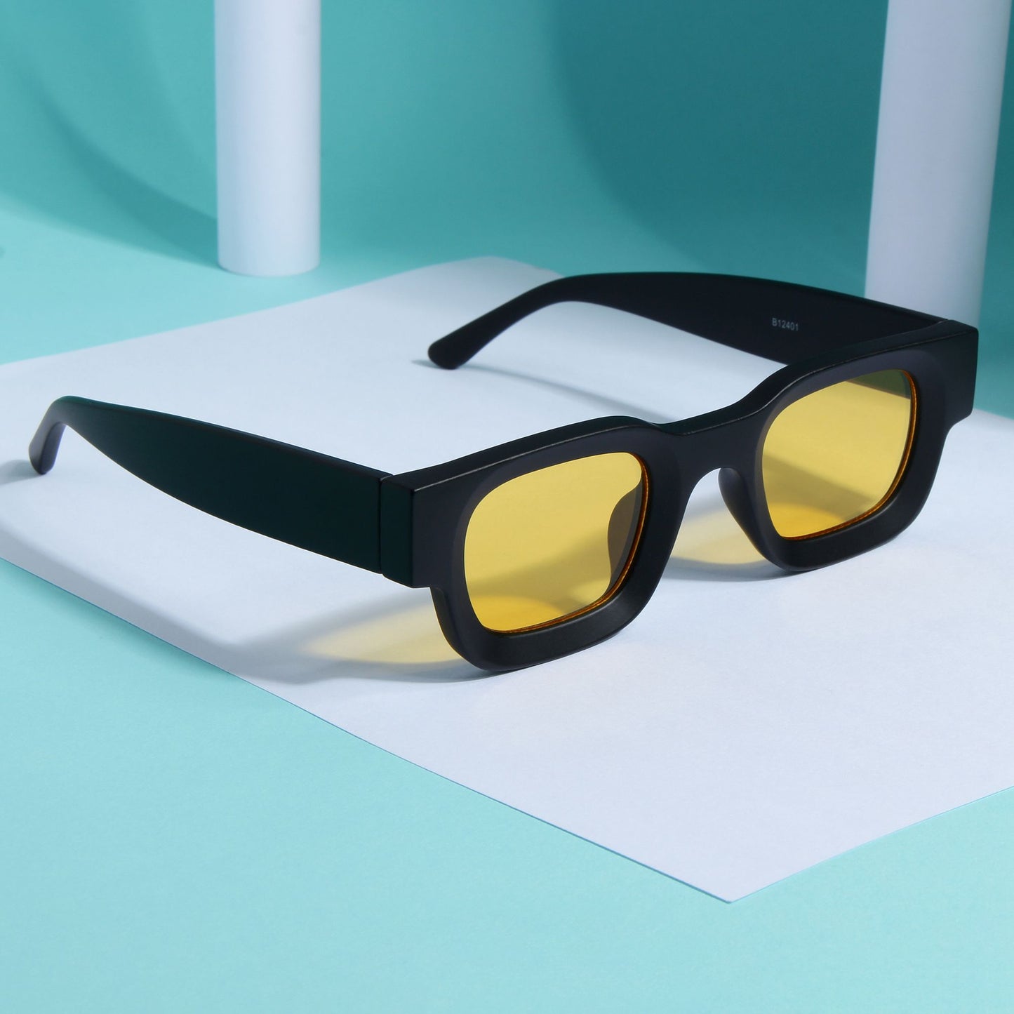 Vintage V1 Black Yellow Square Sunglasses