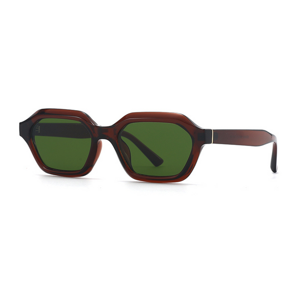 Stellan Brown Green Retro Square Sunglasses