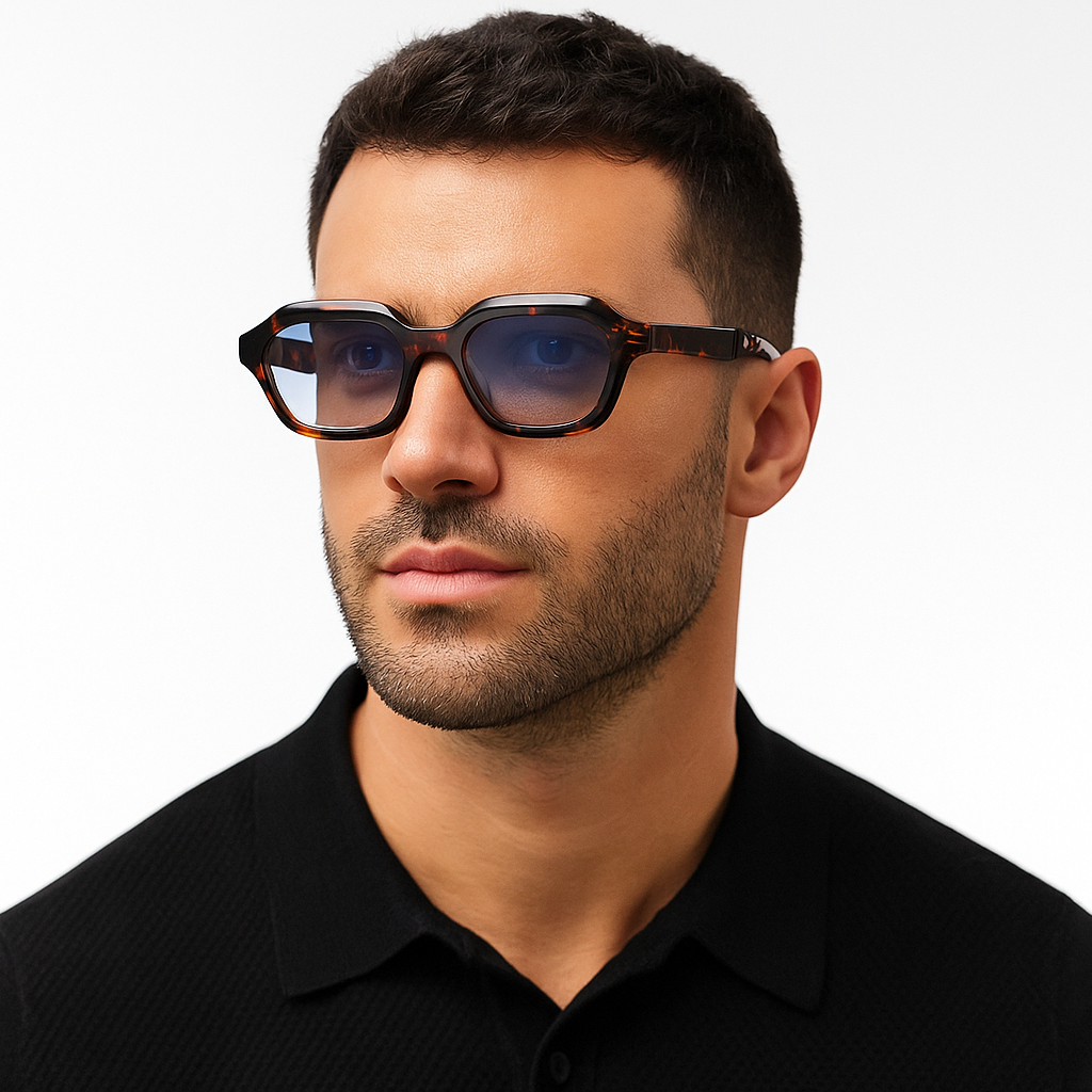 Stellan Tortoise Blue Gradient Retro Square Sunglasses
