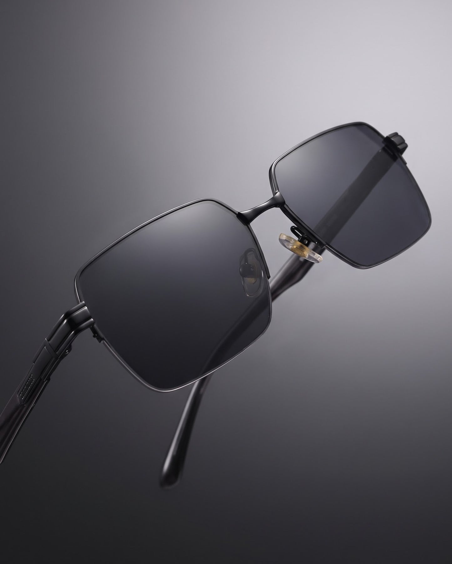 Full Black GG010 Rectangle Half rim sunglasses