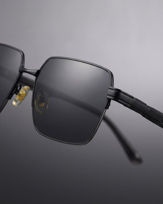 Full Black GG010 Rectangle Half rim sunglasses
