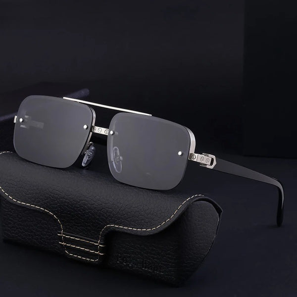 GG2317 Silver Black Rectangle Sunglasses