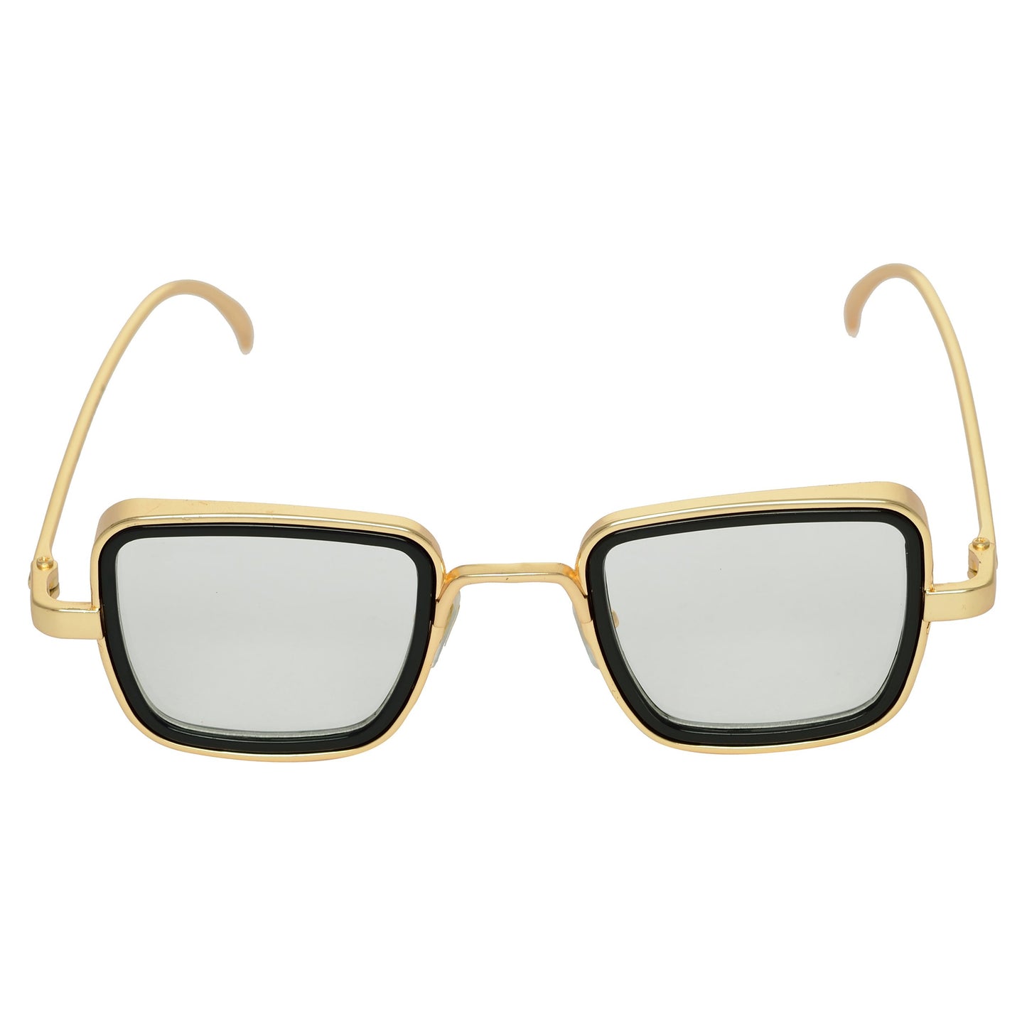 Transparent And Gold Retro Square Sunglasses