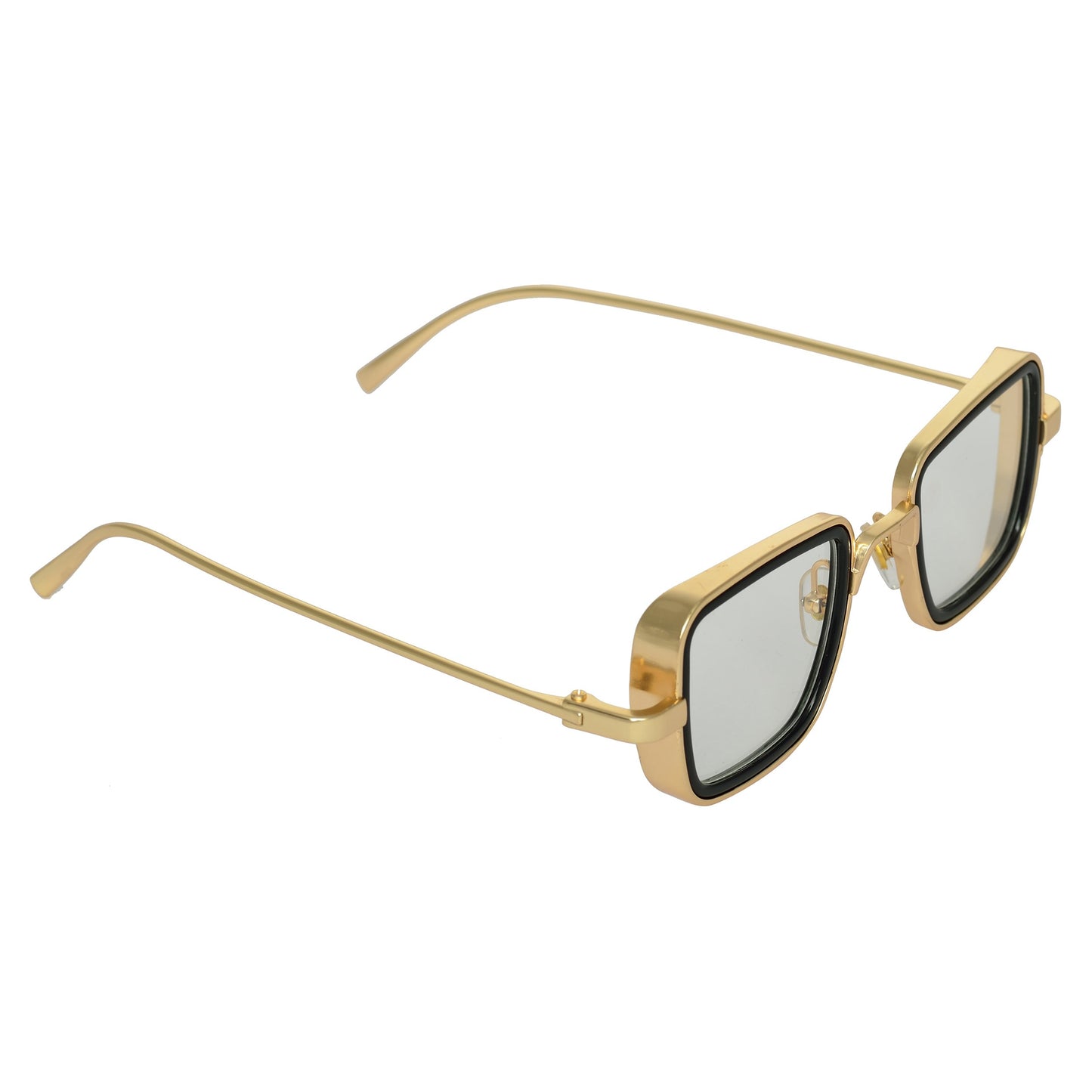 Transparent And Gold Retro Square Sunglasses