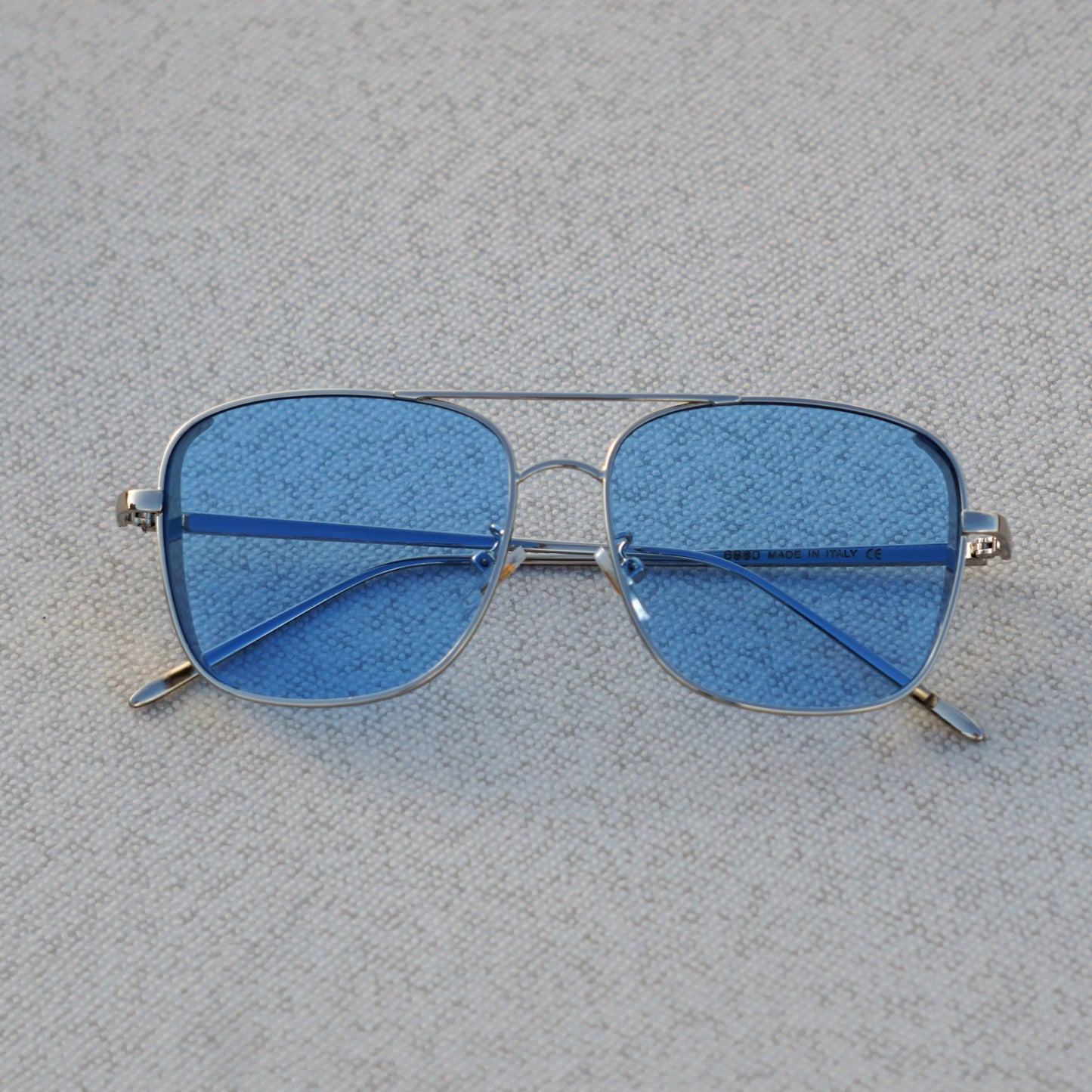 Clement Rectangle Silver Blue Sunglasses