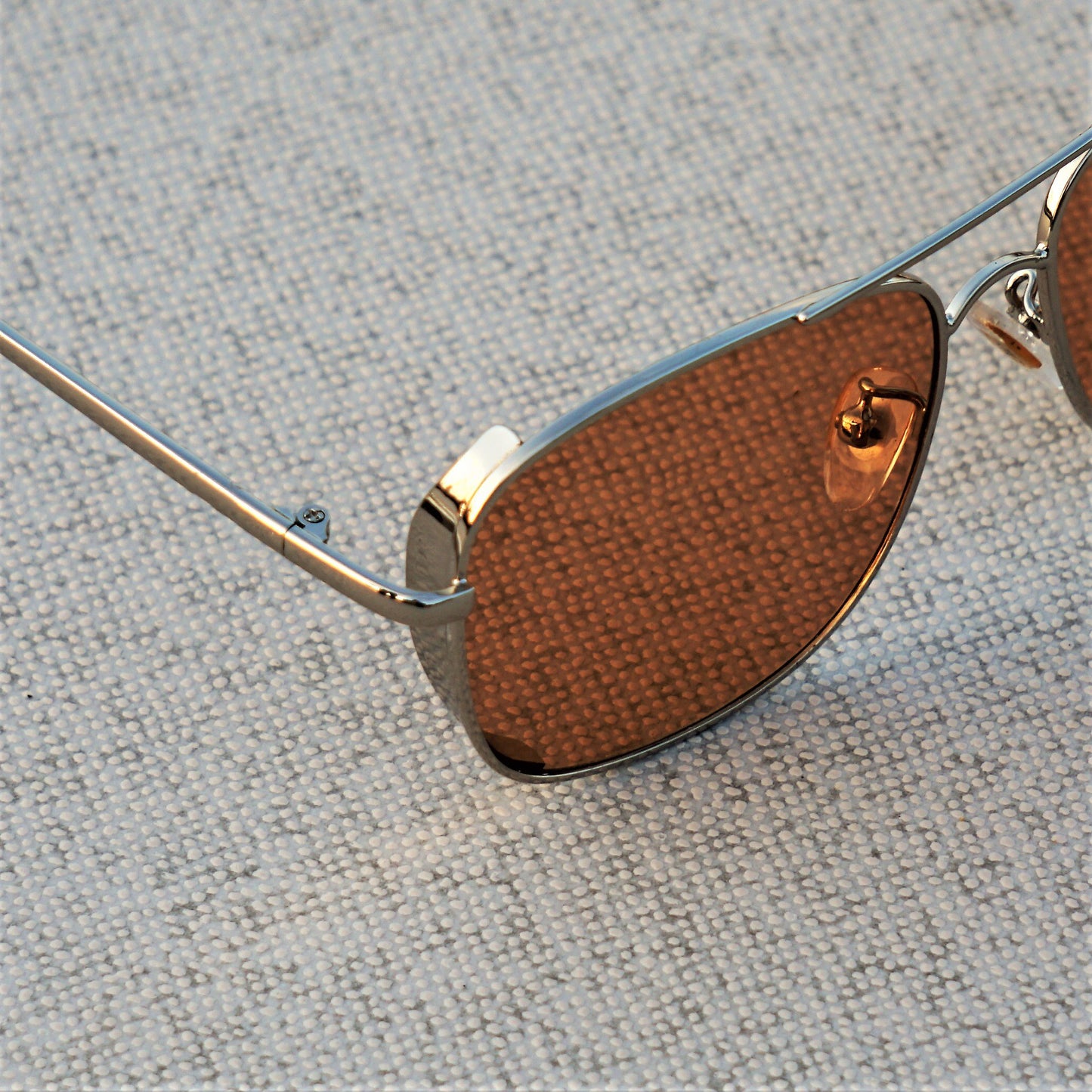 Clement Rectangle Silver Light Brown Sunglasses